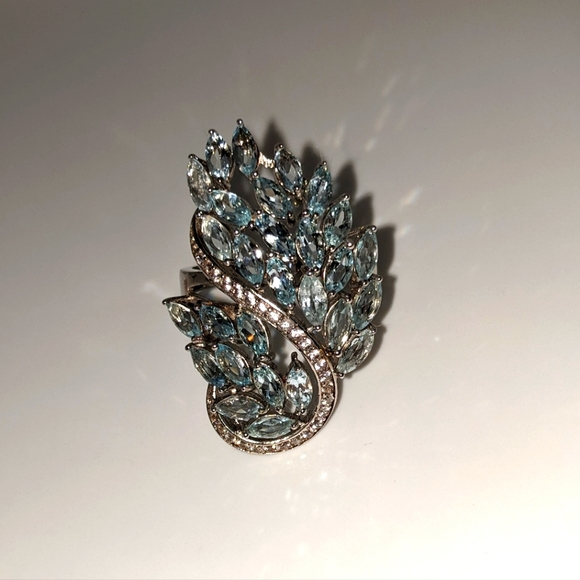 Aquamarine Gemstone Ring Sterling Silver - Picture 2 of 10